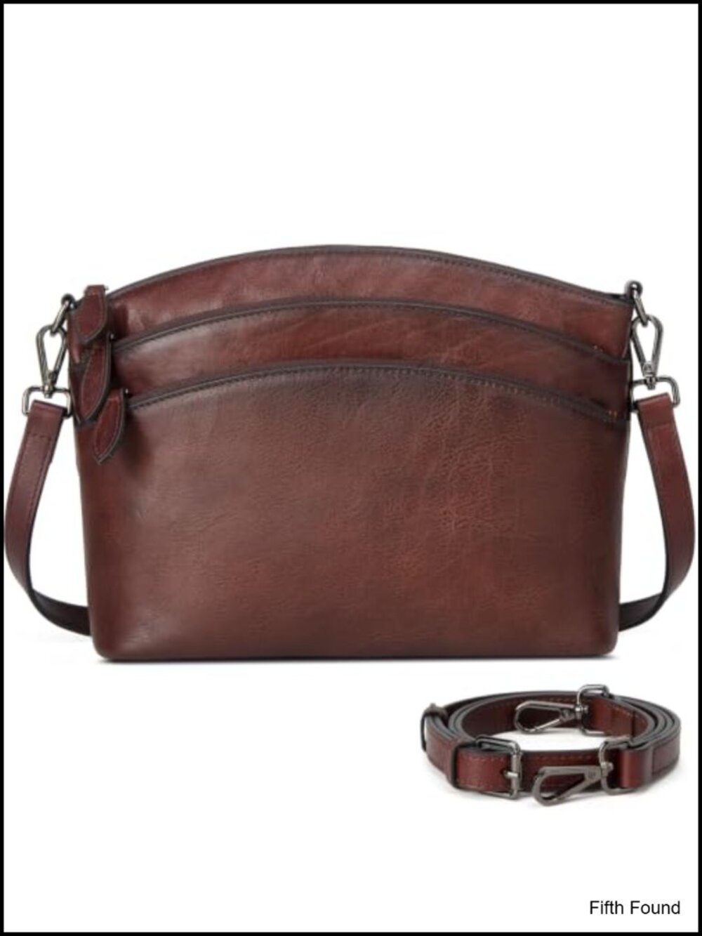 Full Grain Leather Crossbody Bag Vintage Medium Satchel Adjustable Strap